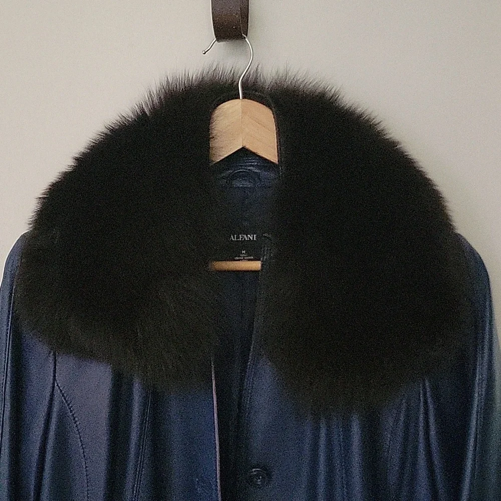 Black Fox Genuine Fur Detachable Jacket Coat Button Collar 23